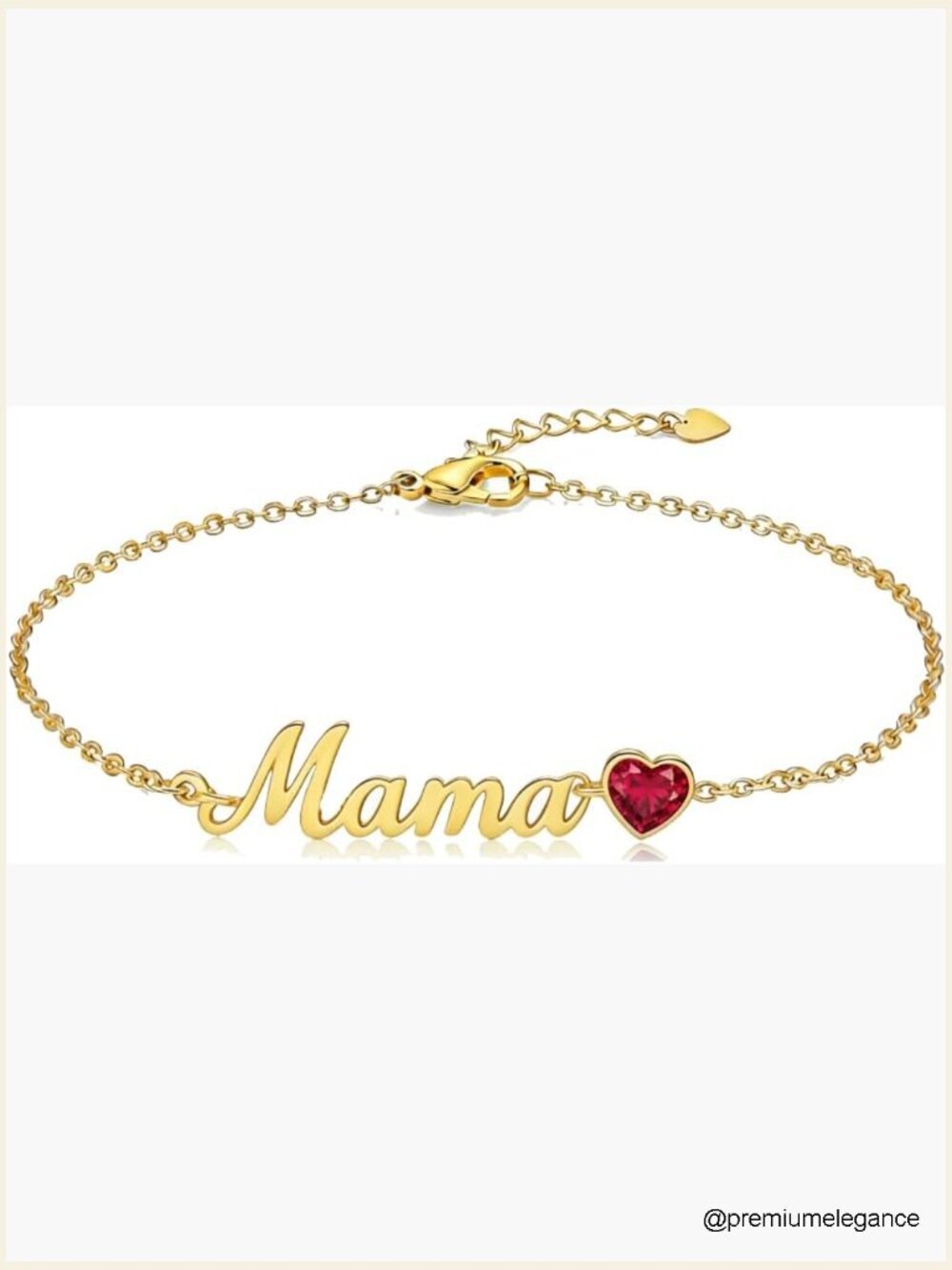 18K Mama Birthstone Bracelet Adjustable 7-9 inch Mother Mom Gift Chunky Link
